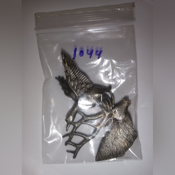 Lot 2 Pewter Animal Nature Pin Brooch Goose Duck Buck Deer - Picture 6 of 6